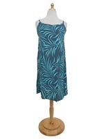 Napua Collection Honolulu Orchid Leaves Blue Rayon Napua Collection Honolulu / NAPAC Orchid Leaves Blue Rayon Summer Dress