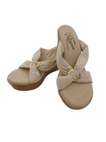 Solid Fabric Slide with Ring Size 6 Women's sandals